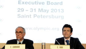 La conferenza stampa in cui Carraro annuncia gli sport che lotteranno per un posto nel programma Olimpico dei Gochi 2020