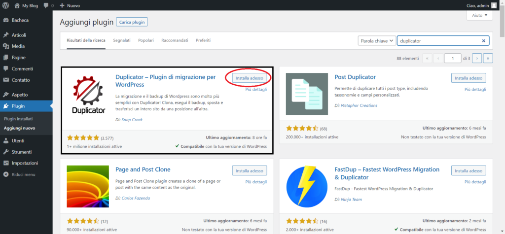 Come migrare un sito WordPress con il plugin Duplicator