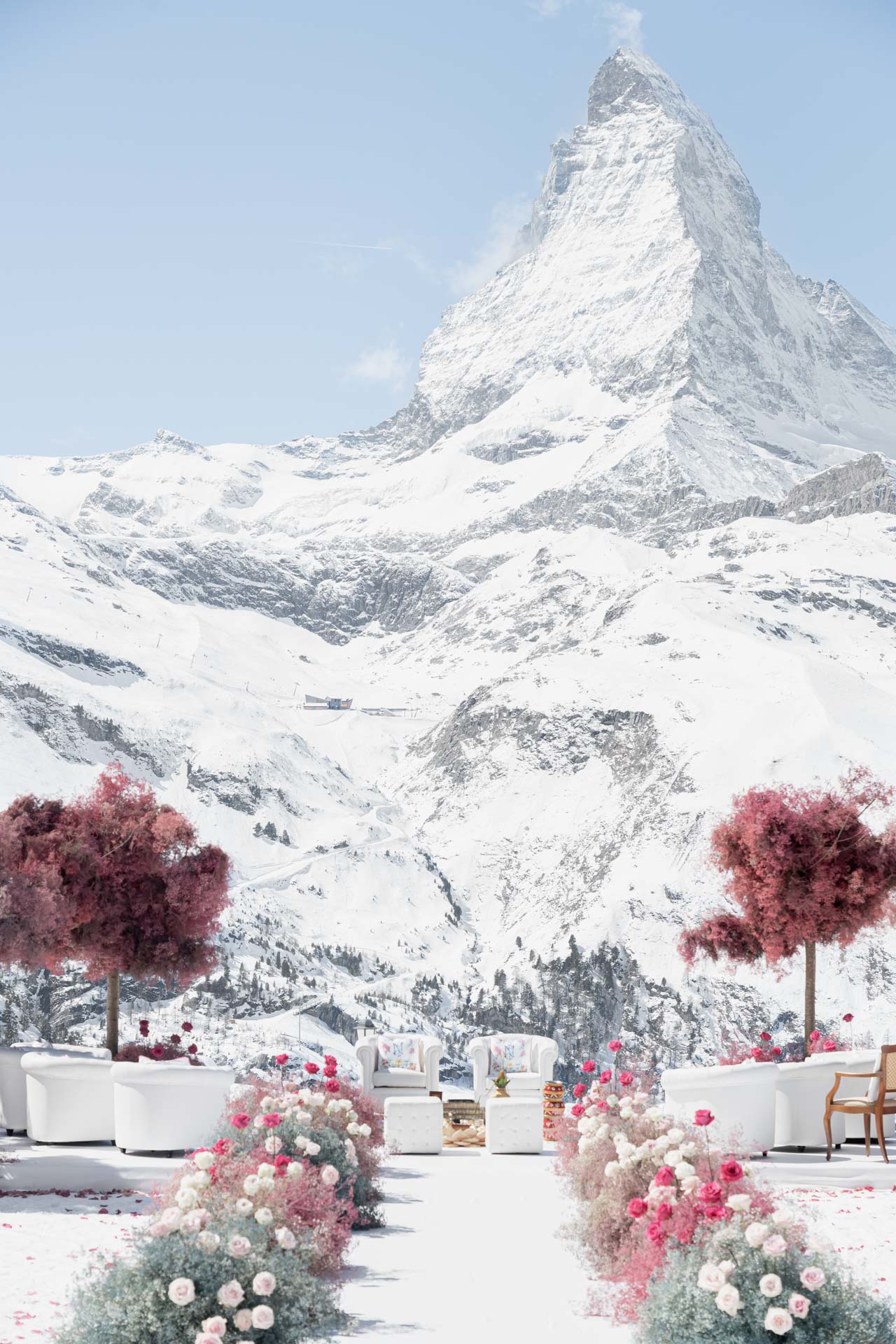 A wedding on the slopes of Matterhorn mountain, between the white of snow and the colors of India :: 14
