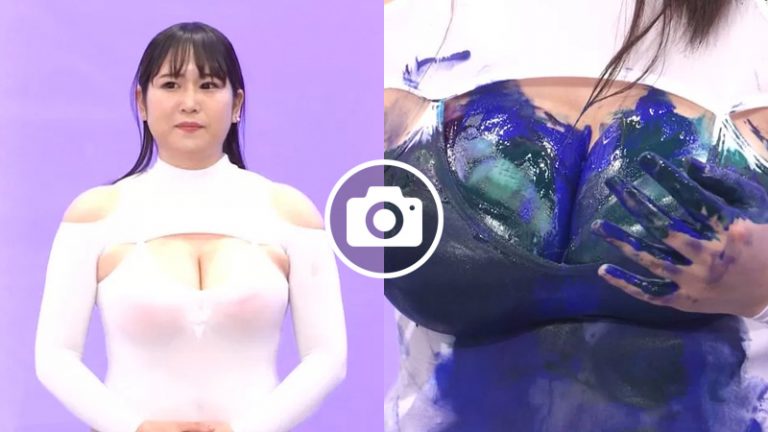 Giappone: una pittrice dell’università delle arti di Tokyo ha usato il suo seno per dipingere un’opera d’arte