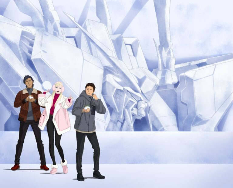 Gundam Hathaway al Sapporo Snow Festival 2026 con una scultura di neve dello Xi Gundam