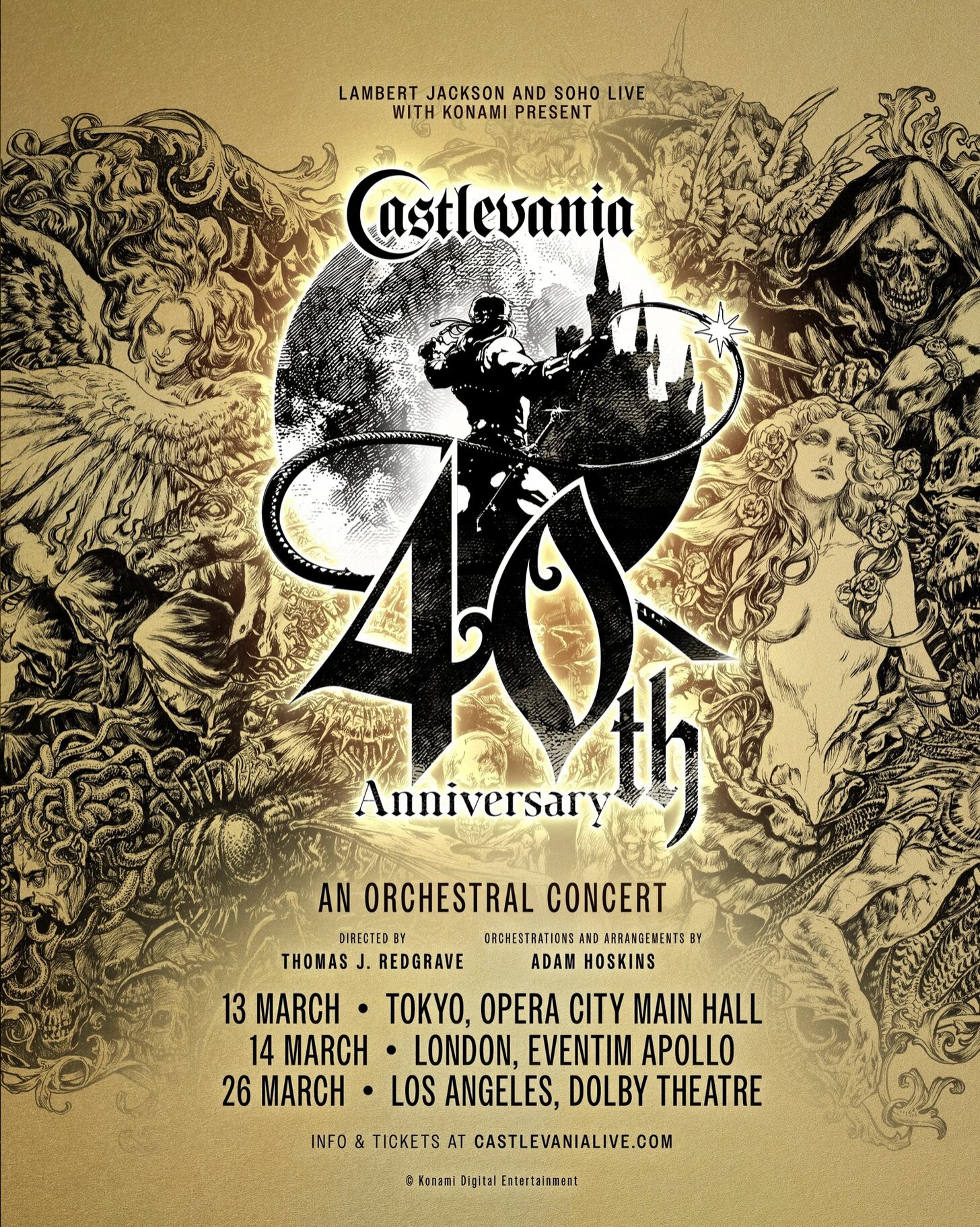 Castlevania celebra 40 anni con un concerto orchestrale tra Tokyo, Londra e Los Angeles