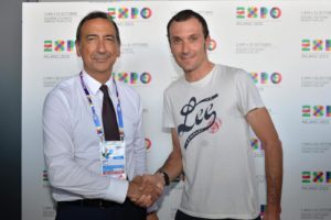 Gian Mattia D'Alberto / lapresse 03-08-2015 Milano cronaca EXPO - Ivan Basso in visita nella foto: Ivan Basso, Giuseppe Sala Gian Mattia D'Alberto / lapresse 03-08-2015 Milano EXPO- visit of Ivan Basso In the photo: Ivan Basso, Giuseppe Sala