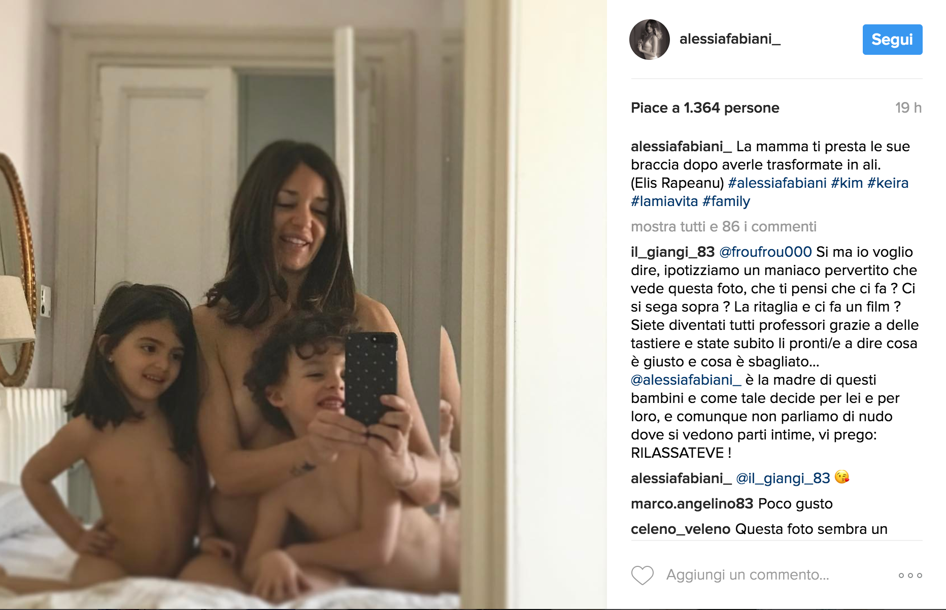 Alessia Fabiani shock, lo scatto di nudo insieme ai suoi figli che fa  infuriare il web [FOTO]