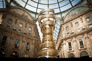 Stefano De Grandis/lapresse Milano 27/04/2012 La coppa del Giro d'Italia esposta in Galleria Vittorio Emanuele