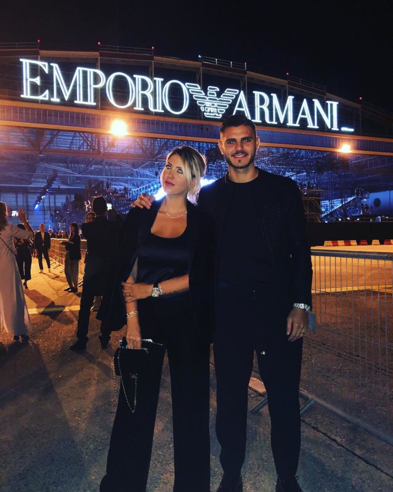 icardi sfilata armani con wanda nara 2