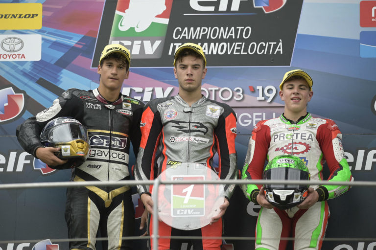 Podio Gara 2 ELF CIV Moto3 Mugello 2019