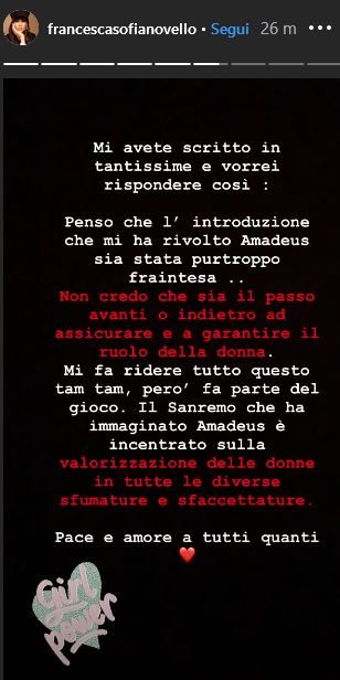 Instagram Stories Francesca Sofia Novello