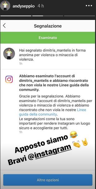 Storie Instagram Andreas Seppi hater