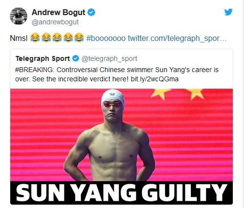 Andrew Bogut tweet Sun Yang