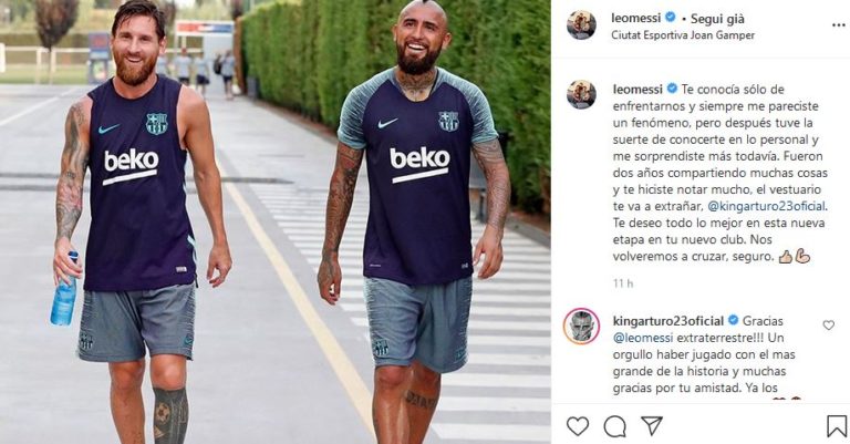 Messi addio Vidal post Instagram