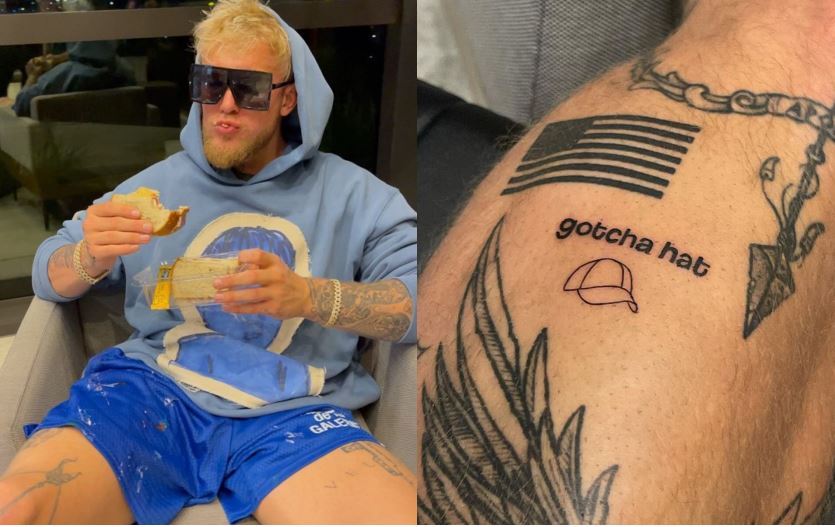 jake paul tatuaggio gotcha hat