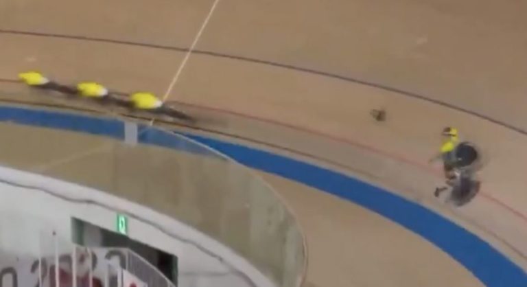 caduta alex porter ciclismo su pista olimpiadi