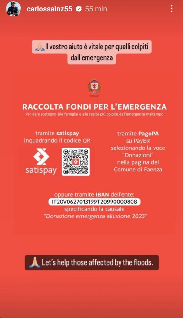 Emergenza Emilia Romagna messaggi Formula 1