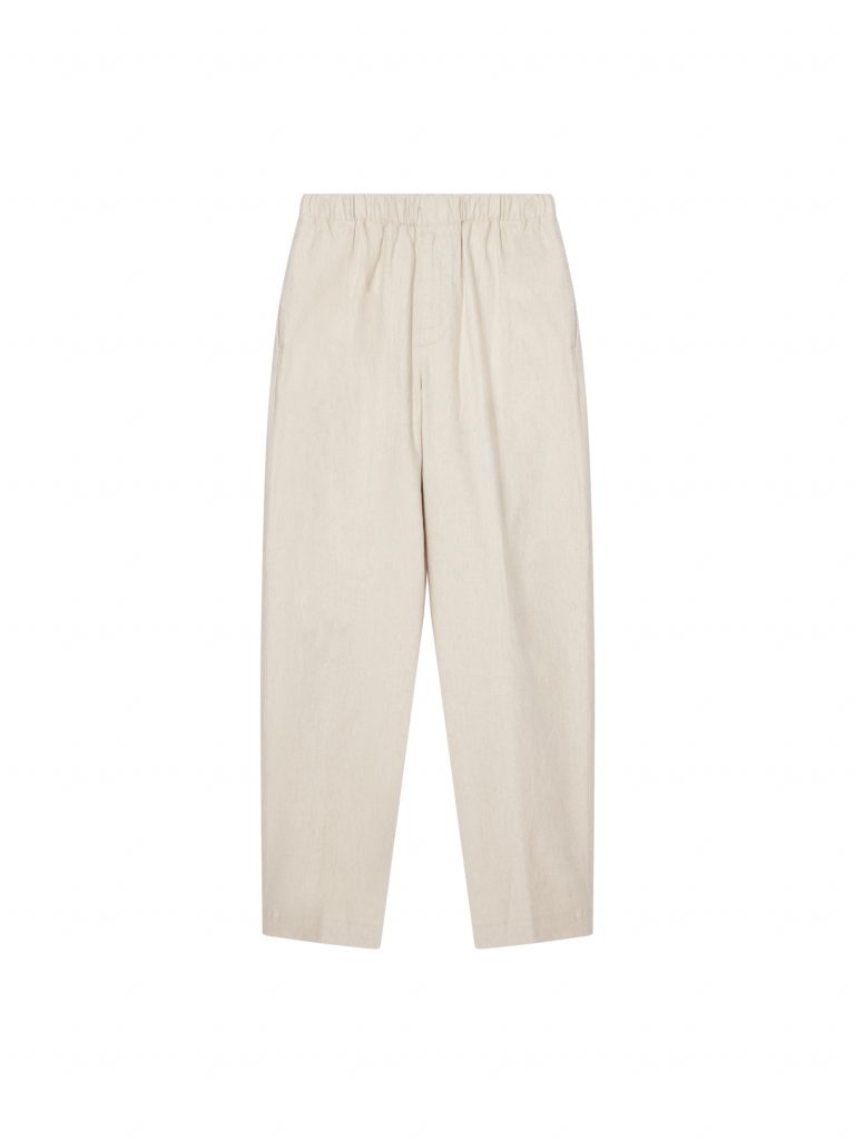 Cruna SS24_ Pantalone Burano modello loose fit, senza zip e con elastico in cintura