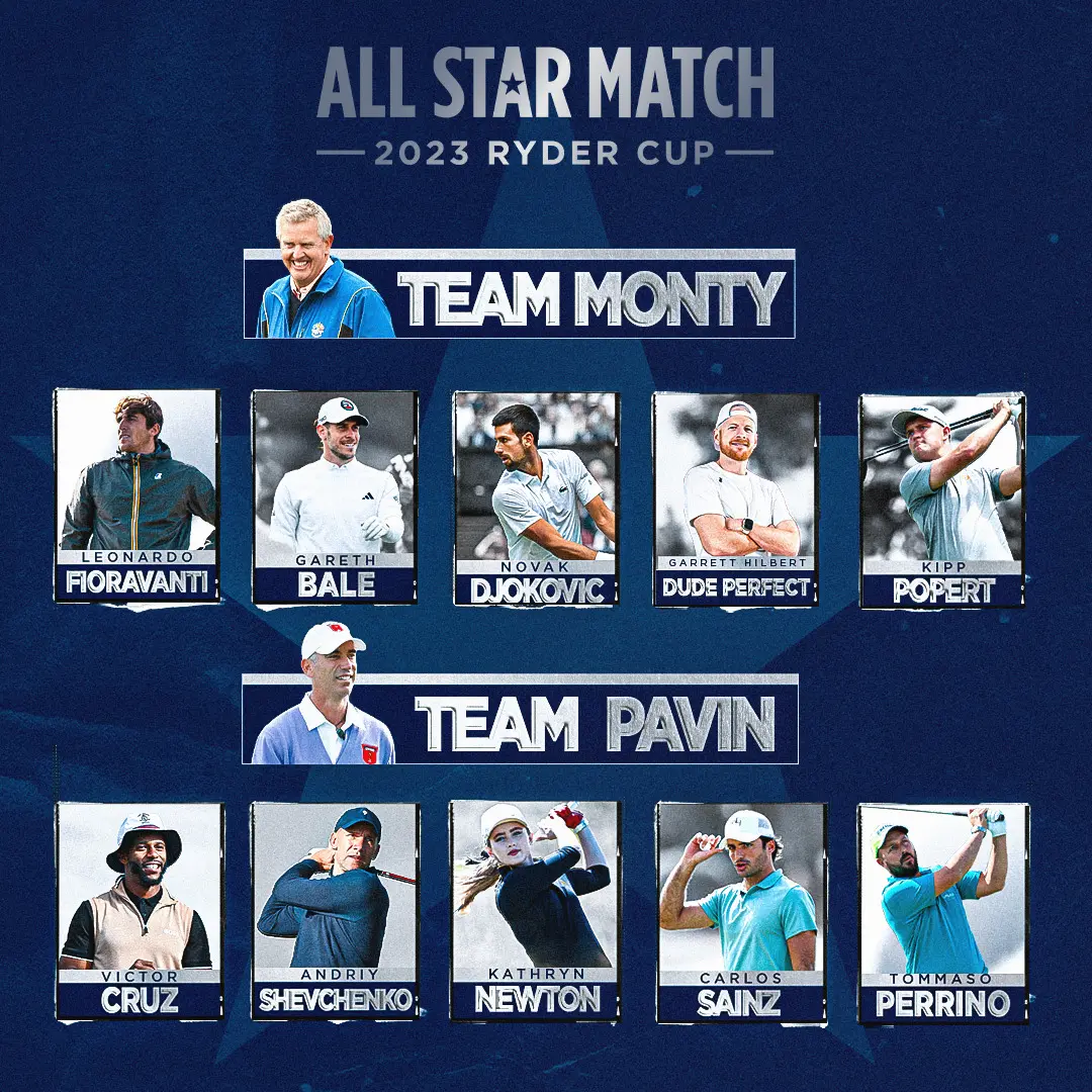 Ryder Cup Roma, da Sainz a Bale e Djokovic i partecipanti all'All Star