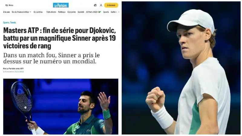 Sinner-Djokovic stampa estera