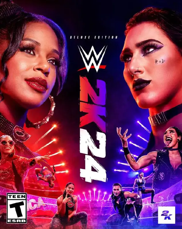 Cover WWE 2K24 Deluxe Edition Bianca Belair e Rhea Ripley