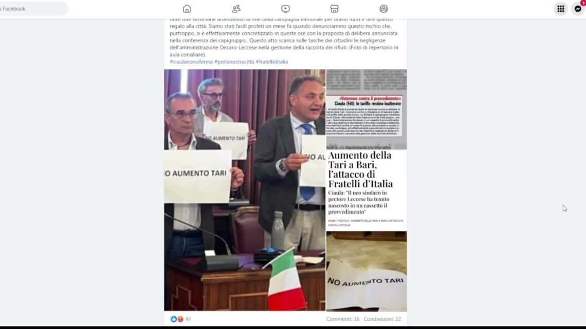 “Da andiamo a stanghiamo”, il centrodestra promette battaglia sugli aumenti Tari a Bari: lunedì si va in Consiglio – VIDEO